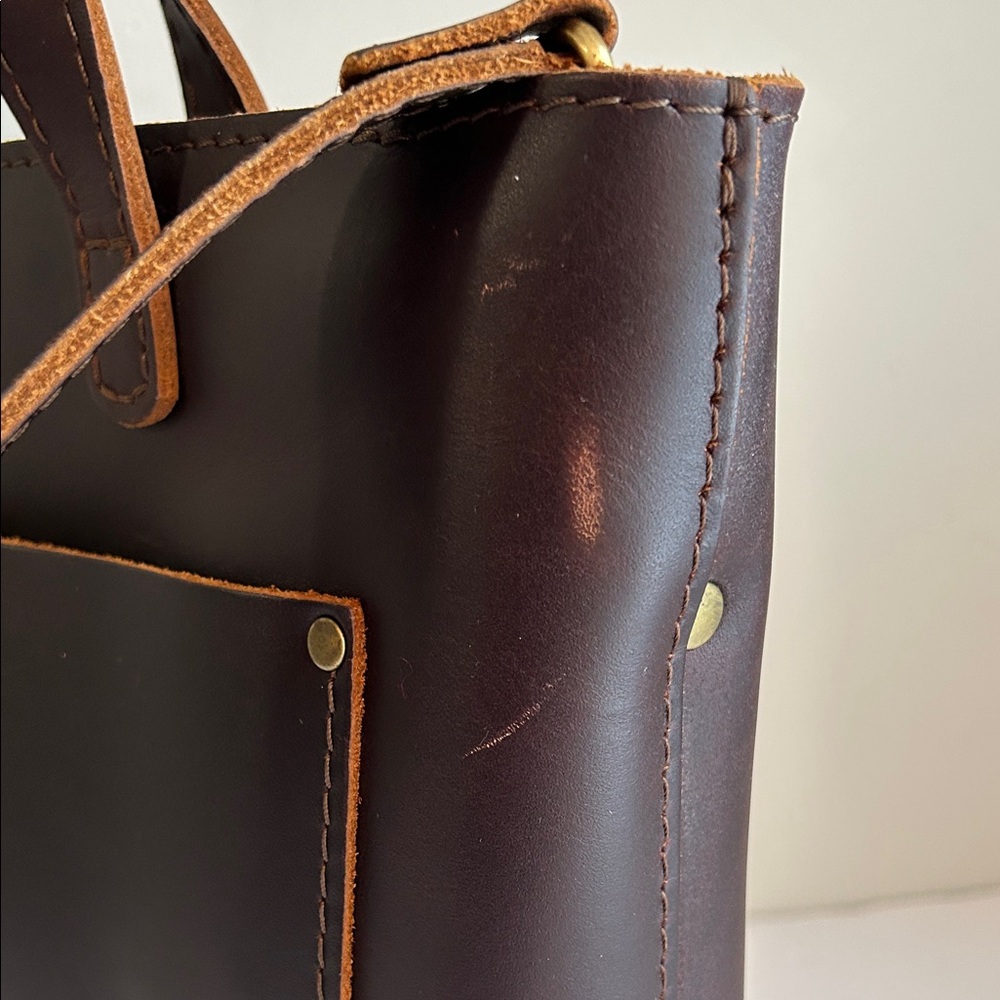 Portland Leather Goods Mini Crossbody Tote Bag in Dark Brown - Picture 11 of 11